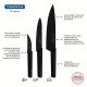 JOGO DE FACAS NYGMA LAMINAS AÇO INOX CABOS DE POLIPROPILENO TEXTURIZADOS PRETO 3 PEÇAS TRAMONTINA