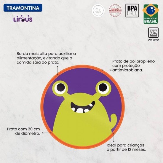 PRATO INFANTIL TRAMONTINA LIROUS EM POLIPROPILENO LARANJA