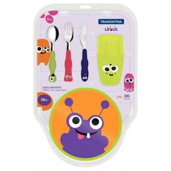 JOGO INFANTIL TRAMONTINA LIROUS COLORIDO 05 PEÇAS