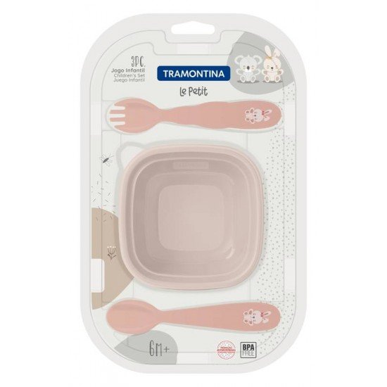 JOGO INFANTIL TRAMONTINA LE PETIT ROSA 03 PEÇAS
