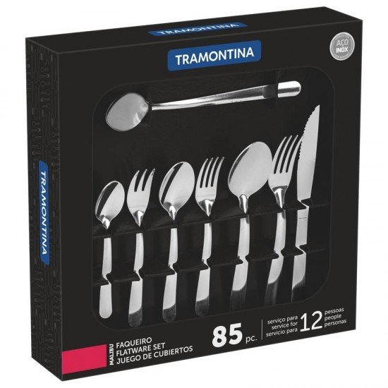 FAQUEIRO TRAMONTINA MALIBU EM AÇO INOX 85 PEÇAS