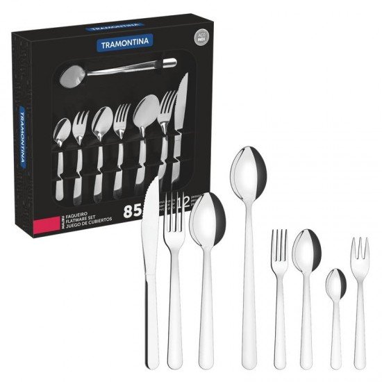 FAQUEIRO TRAMONTINA MALIBU EM AÇO INOX 85 PEÇAS