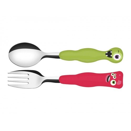 JOGO DE TALHERES 2 PC MONSTERKIDS MISTO SORTIDOS LAMINAS DE ACO INOX E CABOS DE POLIPRO TRAMONTINA