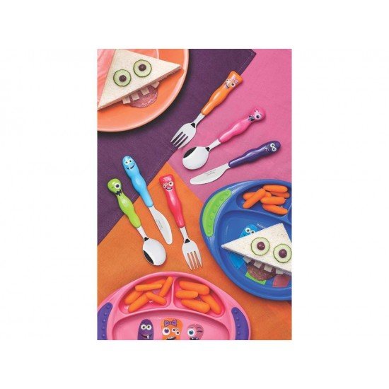 JOGO DE TALHERES 2 PC MONSTERKIDS MISTO SORTIDOS LAMINAS DE ACO INOX E CABOS DE POLIPRO TRAMONTINA