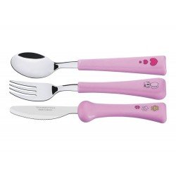 JOGO DE TALHERES 3 PC MY BEST FRIEND ROSA SORTIDOS LAMINAS ACO INOX E CABOS POLIPRO TRAMONTINA