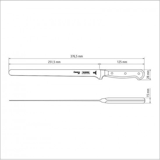 FACA PARA FIAMBRES TRAMONTINA CENTURY COM LÂMINA EM AÇO INOX E CABO EM POLICARBONATO 10