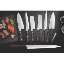 FACA DEBA 8 SUSHI GOLD PRETO LAMINA DE ACO INOX E CABO DE POLICARBONATO TRAMONTINA