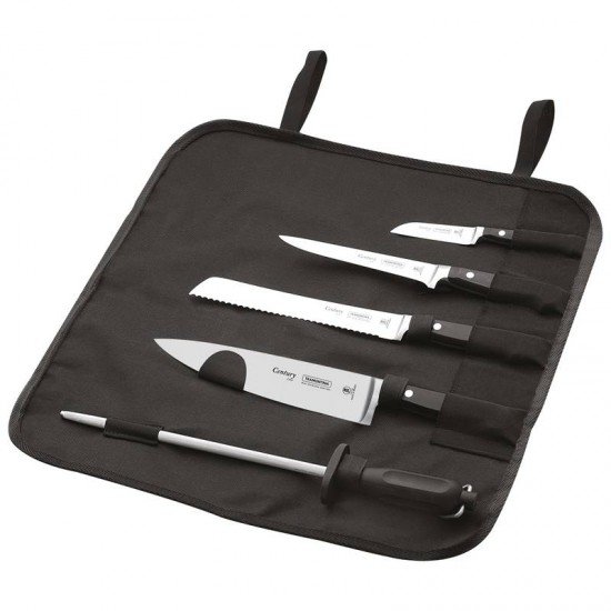 KIT CHEF CENTURY LAMINAS EM AÇO INOX CABOS DE POLICARBONATO FIBRA DE VIDRO COM ESTOJO 6PC TRAMONTINA