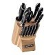 JOGO DE FACAS TRAMONTINA PROCHEF COM LÂMINAS EM AÇO INOX E CABOS DE POLICARBONATO E FIBRA DE VIDRO COM SUPORTE EM MADEIRA 14 PEÇAS
