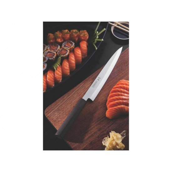 FACA YANAGIBA 9 SUSHI SILVER MARROM LAMINA DE ACO INOX E CABO DE NYLON TRAMONTINA