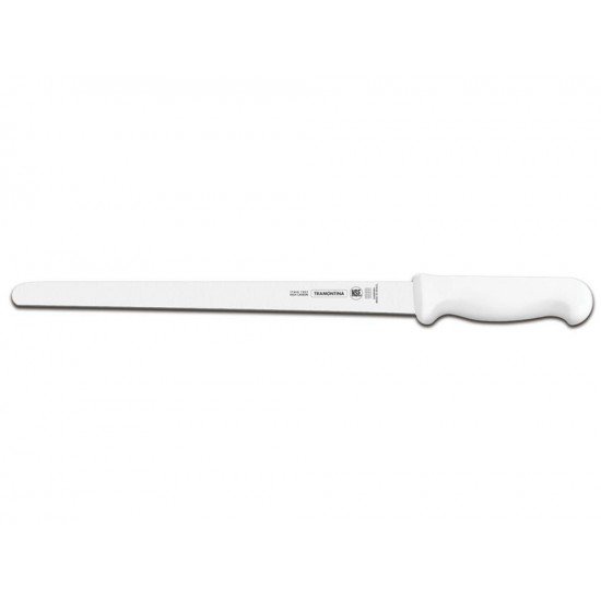 FACA PARA FIAMBRES 14 PROFISSIONAL BRANCO LAMINA DE ACO INOX E CABO DE POLIPROPILENO TRAMONTINA