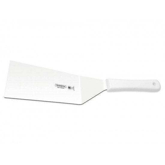 ESPATULA PARA FRITURAS 8X3 PROFISSIONAL BRANCO LAMINA DE ACO INOX E CABO DE POLIPROPILENO TRAMONTINA
