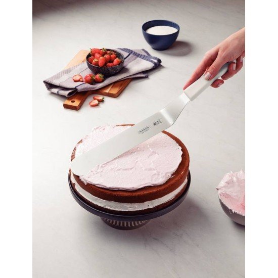 ESPÁTULA PARA CONFEITEIRO TRAMONTINA PROFISSIONAL COM LÂMINA DE AÇO INOX E CABO EM POLIPROPILENO BRANCO 12