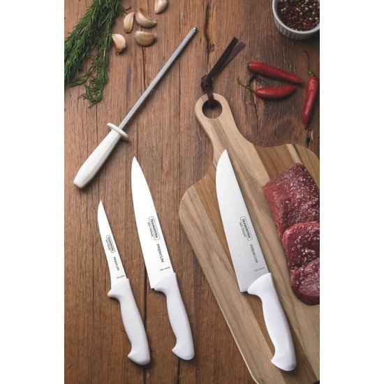 JOGO DE FACAS PARA CHURRASCO EM ACO INOX COM CABO POLIPROPILENO 4 PECAS TRAMONTINA