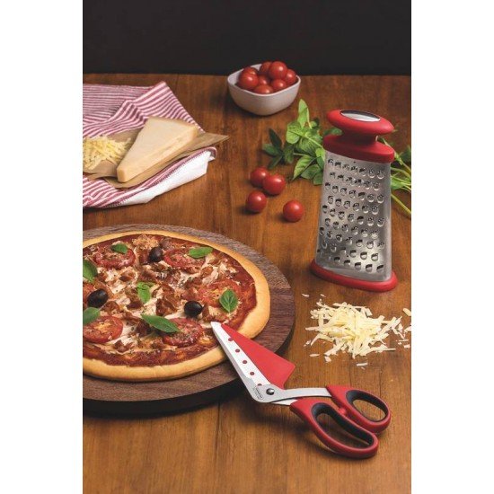 TESOURA PARA PIZZA VERMELHA EM ACO INOX COM CABO POLIPROPILENO TRAMONTINA