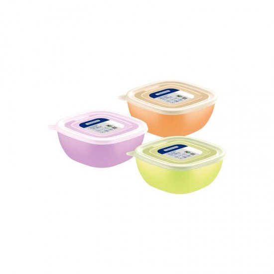 DISPLAY 12 PEÇAS DE POTE MIXCOLOR EM POLIPROPILENO COM TAMPA TRANSPARENTE 600 ML TRAMONTINA