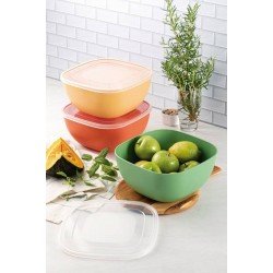 DISPLAY 6 PEÇAS DE POTE MIXCOLOR POLIPROPILENO TAMPA TRANSPARENTE 4 LITROS TRAMONTINA