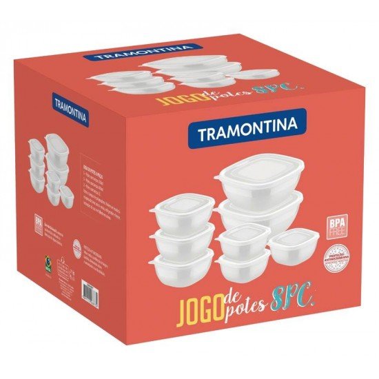 JOGO DE POTES MIXCOLOR EM POLIPROPILENO COM TAMPA TRANSPARENTE 8 PECAS TRAMONTINA