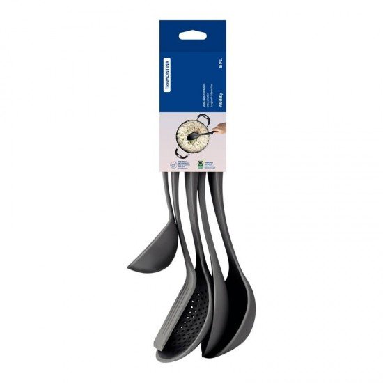 JOGO DE UTENSÍLIOS TRAMONTINA ABILITY EM NYLON GRAFITE 05 PEÇAS