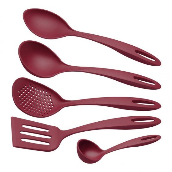 JOGO DE UTENSÍLIOS TRAMONTINA ABILITY EM NYLON VERMELHO 05 PEÇAS