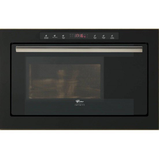 FORNO MICRO-ONDAS FISCHER DE EMBUTIR INFINITY 25 LITROS PRETO COM DOURADOR
