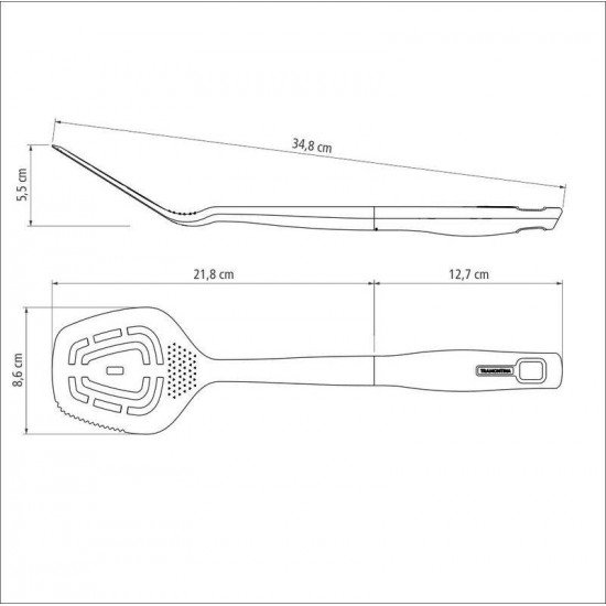 ESPÁTULA TRAMONTINA VERANO COM BOJO EM NYLON E CABO DE POLIPROPILENO COM MINI RALADOR CINZA