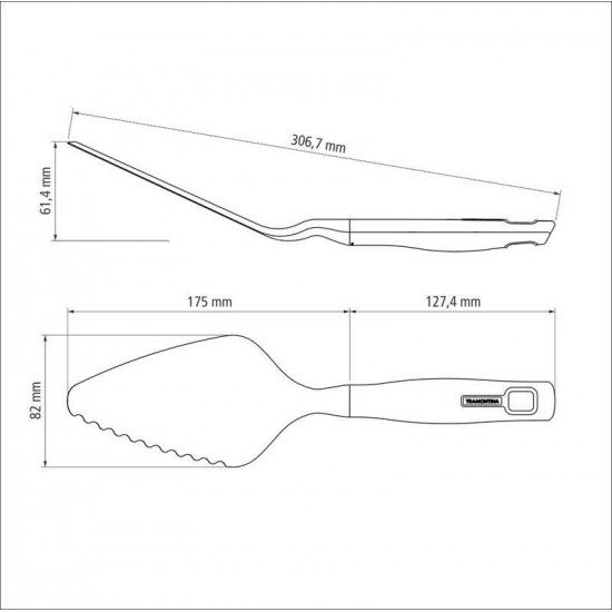 ESPÁTULA PARA BOLO E PIZZA TRAMONTINA VERANO COM BOJO EM NYLON E CABO DE POLIPROPILENO CINZA