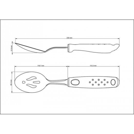 COLHER PARA SALADA FURADA EM ACO INOX COM CABO PRETO EM POLIPROPILENO TRAMONTINA