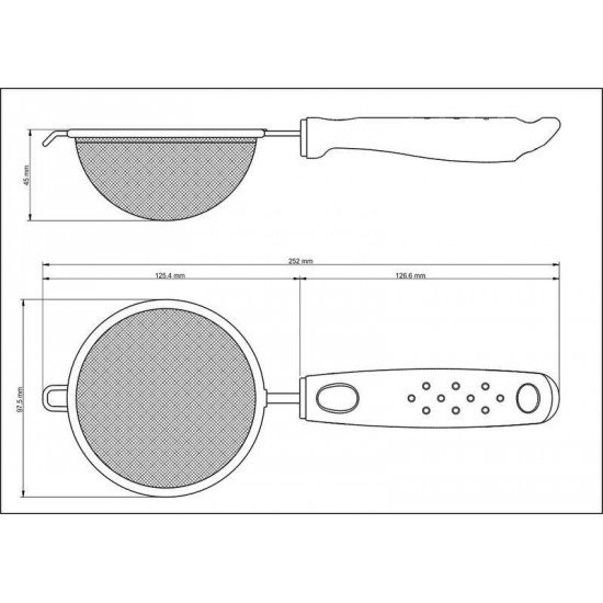 PENEIRA UTILITA EM ACO INOX COM CABO DE POLIPROPILENO PRETO 10 CM TRAMONTINA
