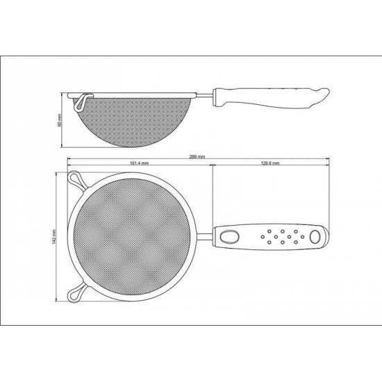 PENEIRA UTILITA EM ACO INOX COM CABO DE POLIPROPILENO PRETO 14 CM TRAMONTINA