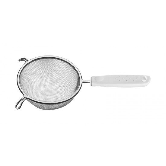 PENEIRA UTILITA EM ACO INOX COM CABO DE POLIPROPILENO BRANCO 17 CM TRAMONTINA