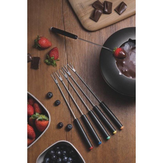 CONJUNTO DE GARFOS PARA FONDUE EM ACO INOX COM CABO NYLON 6 PECAS TRAMONTINA