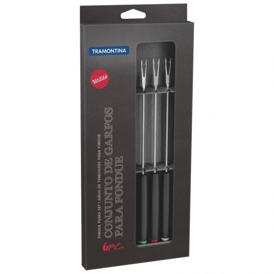 CONJUNTO DE GARFOS PARA FONDUE EM ACO INOX COM CABO NYLON 6 PECAS TRAMONTINA