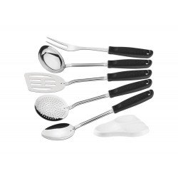 JOGO UTENSILIOS 6 PC UTILITA PRETO SORTIDOS COM LAMINAS ACO INOX E CABOS DE POLIPRO TRAMONTINA