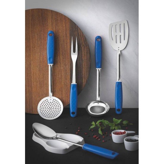 JOGO DE UTENSILIOS UTILITA EM ACO INOX COM CABOS DE POLIPROPILENO AZUL 6 PECAS TRAMONTINA