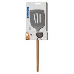 ESPATULA LIVE EM SILICONE CINZA COM CABO DE MADEIRA TRAMONTINA