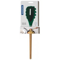 PEGADOR DE MASSA LIVE EM SILICONE VERDE COM CABO DE MADEIRA TRAMONTINA