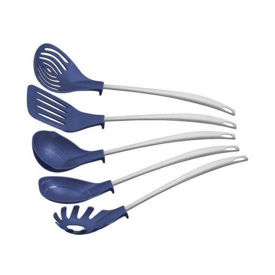 JOGO DE UTENSILIOS 5 PEÇAS MOVIN AZUL SORTIDOS DE UTENSILIOS DE NYLON E ACO INOX TRAMONTINA