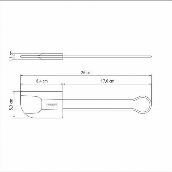 ESPÁTULA EM SILICONE TRAMONTINA MOLDÊ CINZA COM CABO EM AÇO INOX