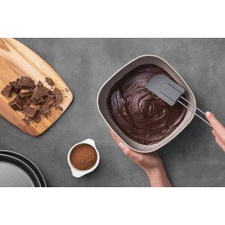 ESPÁTULA EM SILICONE TRAMONTINA MOLDÊ CINZA COM CABO EM AÇO INOX