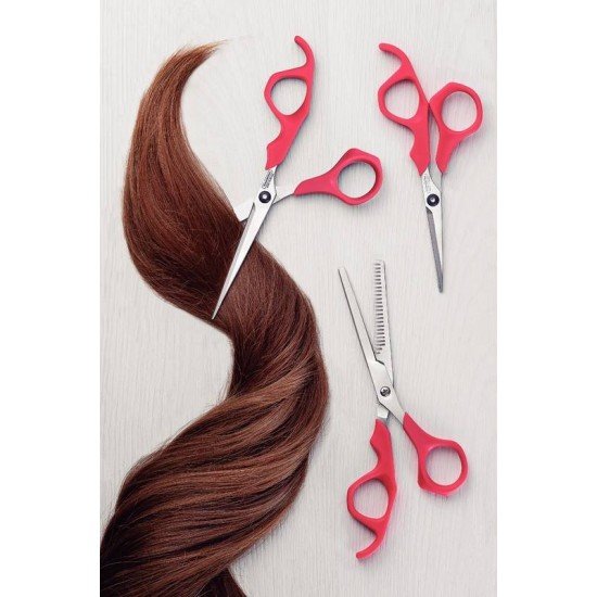 TESOURA PARA CABELO TRAMONTINA SUPERCORT COM LÂMINA EM AÇO INOX COM FIO DESBASTE E CABO DE POLIPROPILENO ROSA 6