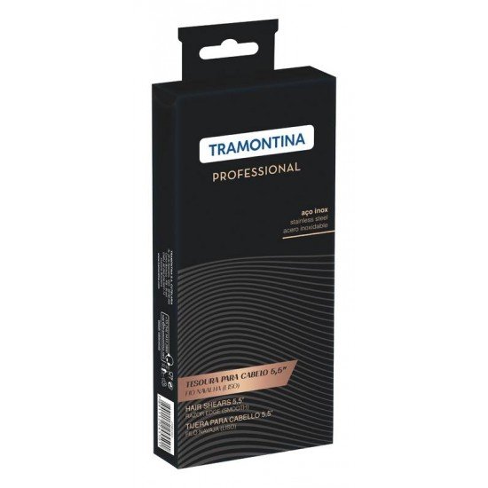 TESOURA PARA CABELO EM ACO INOX COM FIO NAVALHA E APOIO FIXO PARA DEDO 5,5 TRAMONTINA