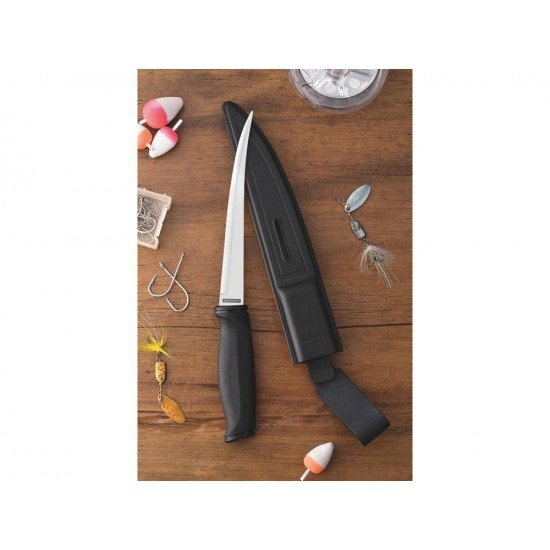 FACA ESPORTE PARA FILETEAR 6 FISH PRETO LAMINA DE ACO INOX E CABO DE POLIPROPILENO TRAMONTINA