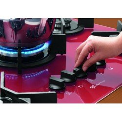 FOGAO COOKTOP FISCHER 5 BOCAS TRIPLA CHAMA INFINITY GAS MESA VIDRO VERMELHO ROUGE