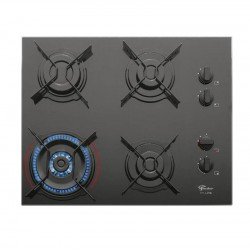 FOGAO COOKTOP FISCHER 4Q FIT LINE GAS TRIPLA CHAMA  MESA VIDRO PRETO