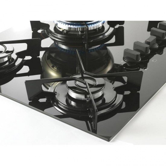FOGAO COOKTOP FISCHER 5Q FIT LINE GAS TRIPLA CHAMA MESA VIDRO PRETO