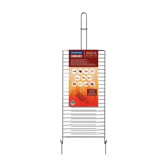 GRELHA TRAMONTINA CHURRASCO EM AÇO INOX 31X18 CM