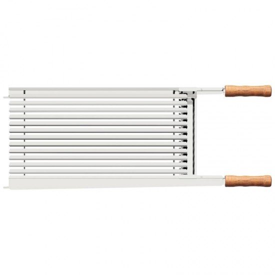GRELHA TRAMONTINA CHURRASCO EM AÇO INOX COM CABO DE MADEIRA NATURAL 50X41 CM