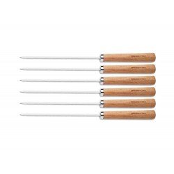 CONJUNTO DE ESPETOS 6 PEÇAS LAMINAS DE ACO INOX E CABOS DE MADEIRA TRAMONTINA