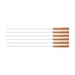 CONJUNTO DE ESPETOS 6 PEÇAS LAMINAS DE ACO INOX E CABOS DE MADEIRA TRAMONTINA